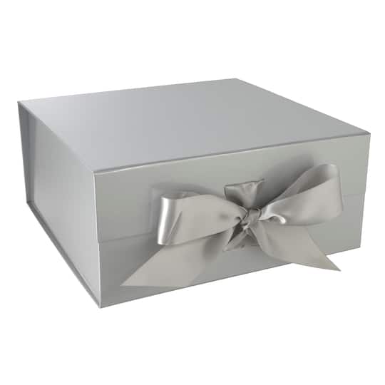 Large Silver Collapsible Ribbon Box by Celebrate It&#xAE;